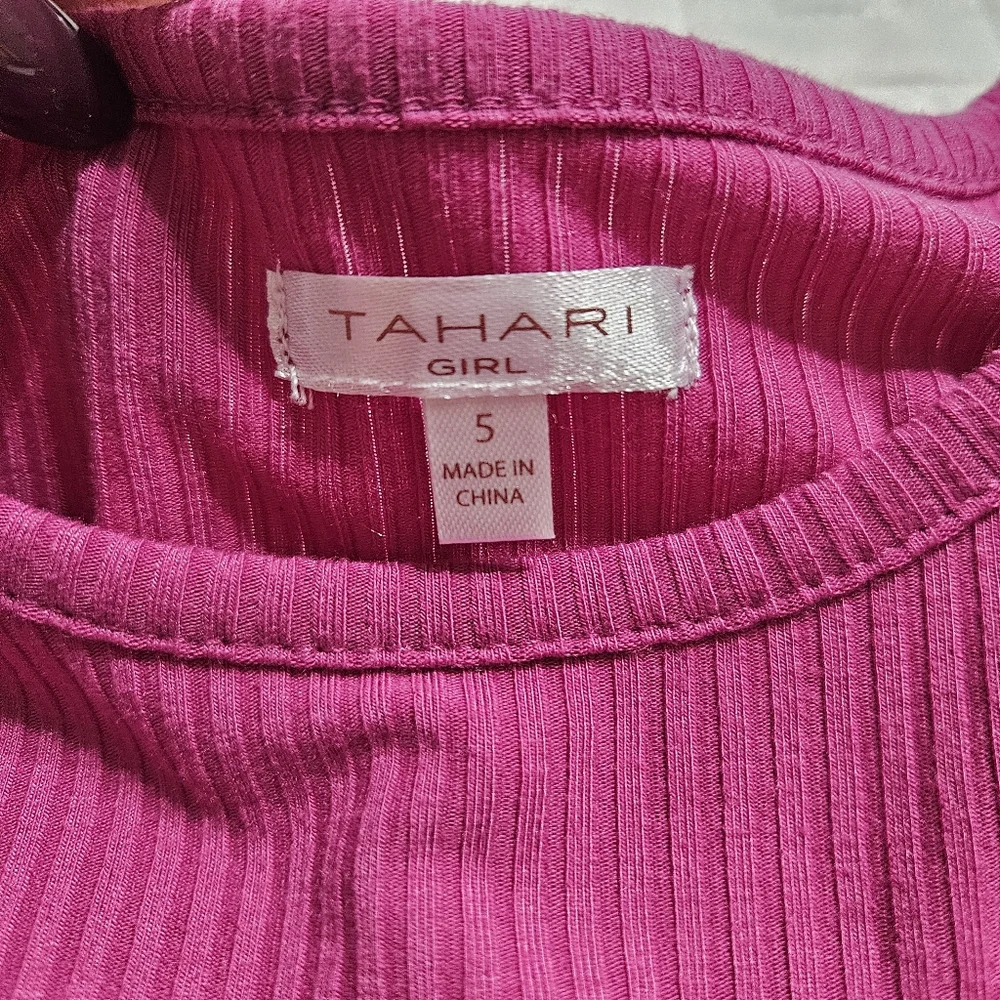 Girls Solid And Floral Tahari Dress Size 5t - Picture 3 of 5